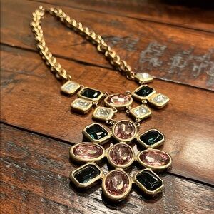 Talbot’s Elegant Gold, Topaz, and Navy Statement Necklace